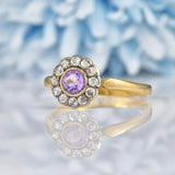 Ellibelle Jewellery Art Deco Amethyst & Diamond Gold Cluster Ring