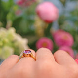 Ellibelle Jewellery Art Deco Amethyst Gold Bezel Solitaire Ring