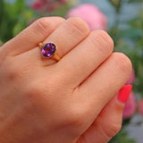 Ellibelle Jewellery Art Deco Amethyst Gold Bezel Solitaire Ring