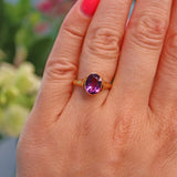 Ellibelle Jewellery Art Deco Amethyst Gold Bezel Solitaire Ring