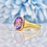 Ellibelle Jewellery Art Deco Amethyst Gold Bezel Solitaire Ring