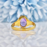 Ellibelle Jewellery Art Deco Amethyst Gold Bezel Solitaire Ring