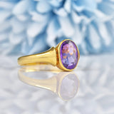 Ellibelle Jewellery Art Deco Amethyst Gold Bezel Solitaire Ring