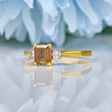 Ellibelle Jewellery ART DECO ANDALUSITE & DIAMOND 18CT GOLD THREE STONE RING