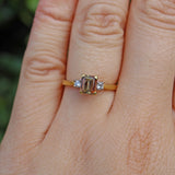 Ellibelle Jewellery ART DECO ANDALUSITE & DIAMOND 18CT GOLD THREE STONE RING