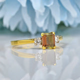 Ellibelle Jewellery ART DECO ANDALUSITE & DIAMOND 18CT GOLD THREE STONE RING