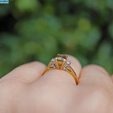 Ellibelle Jewellery ART DECO ANDALUSITE & DIAMOND 18CT GOLD THREE STONE RING