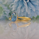 Ellibelle Jewellery ART DECO AQUAMARINE 18CT GOLD SOLITAIRE RING