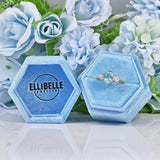 Ellibelle Jewellery Art Deco Aquamarine & Diamond 18ct Gold Three-Stone Ring