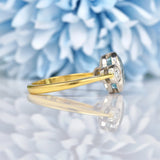 Ellibelle Jewellery Art Deco Aquamarine & Diamond 18ct Gold Three-Stone Ring