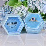 Ellibelle Jewellery Art Deco Blue Sapphire & Diamond Gold and Platinum Panel Ring