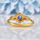 Ellibelle Jewellery Art Deco Blue Sapphire & Diamond Ring