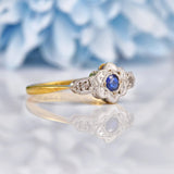 Ellibelle Jewellery Art Deco Blue Sapphire & Diamond Ring