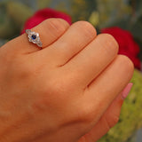 Ellibelle Jewellery Art Deco Blue Sapphire & Diamond Ring
