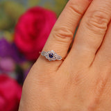 Ellibelle Jewellery Art Deco Blue Sapphire & Diamond Ring