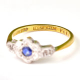Ellibelle Jewellery Art Deco Blue Sapphire & Diamond Ring