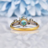 Ellibelle Jewellery Art Deco Blue Zircon & Diamond Three Stone Ring
