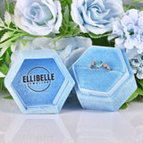 Ellibelle Jewellery Art Deco Blue Zircon & Diamond Three Stone Ring