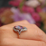 Ellibelle Jewellery Art Deco Boulder Opal & Diamond Platinum Ring