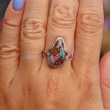 Ellibelle Jewellery Art Deco Boulder Opal & Diamond Platinum Ring