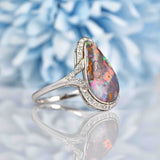 Ellibelle Jewellery Art Deco Boulder Opal & Diamond Platinum Ring