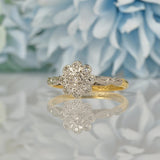 Ellibelle Jewellery ART DECO DIAMOND 18CT GOLD DAISY CLUSTER RING
