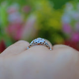 Ellibelle Jewellery ART DECO DIAMOND 18CT GOLD DAISY CLUSTER RING
