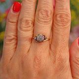 Ellibelle Jewellery Art Deco Diamond 18ct Gold Daisy Crossover Ring