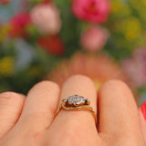 Ellibelle Jewellery Art Deco Diamond 18ct Gold Daisy Crossover Ring