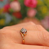 Ellibelle Jewellery Art Deco Diamond 18ct Gold Daisy Crossover Ring