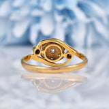Ellibelle Jewellery Art Deco Diamond 18ct Gold Daisy Crossover Ring