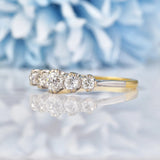 Ellibelle Jewellery Art Deco Diamond 18ct Gold Five Stone Ring (0.70cts)