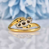 Ellibelle Jewellery Art Deco Diamond 18ct Gold & Platinum Three Stone Crossover Ring