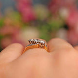 Ellibelle Jewellery Art Deco Diamond 18ct Gold & Platinum Three Stone Crossover Ring