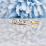 Ellibelle Jewellery Art Deco Diamond 18ct Gold & Platinum Three-Stone Ring