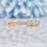 Ellibelle Jewellery Art Deco Diamond 18ct Gold & Platinum Three-Stone Ring