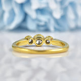 Ellibelle Jewellery Art Deco Diamond 18ct Gold Three Stone Bezel Ring
