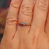 Ellibelle Jewellery Art Deco Diamond 18ct Gold Three Stone Bezel Ring