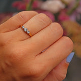 Ellibelle Jewellery Art Deco Diamond 18ct Gold Three Stone Bezel Ring