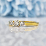 Ellibelle Jewellery Art Deco Diamond 18ct Gold Three Stone Bezel Ring