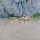 Ellibelle Jewellery ART DECO DIAMOND 18CT GOLD TRILOGY RING