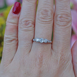 Ellibelle Jewellery ART DECO DIAMOND 18CT GOLD TRILOGY RING