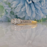 Ellibelle Jewellery ART DECO DIAMOND 18CT GOLD TRILOGY RING