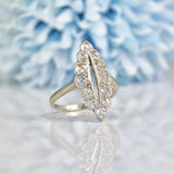 Ellibelle Jewellery Art Deco Diamond 18ct White Gold Marquise Ring