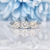Ellibelle Jewellery Art Deco Diamond 18ct White Gold Three Stone Engagement Ring (1.00ct)