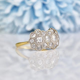 Ellibelle Jewellery Art Deco Diamond Double Cluster Ring