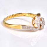 Ellibelle Jewellery Art Deco Diamond Gold & Platinum Double Daisy Ring