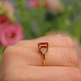 Ellibelle Jewellery Art Deco Emerald Cut Citrine & Diamond Ring