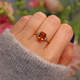 Ellibelle Jewellery Art Deco Emerald Cut Citrine & Diamond Ring
