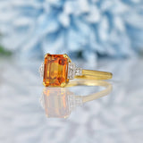 Ellibelle Jewellery Art Deco Emerald Cut Citrine & Diamond Ring